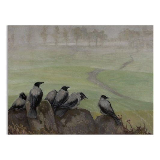 Premium Poster of Decorative Art with Crows Landscape View Posters