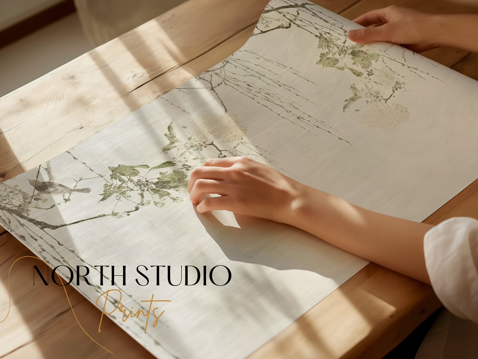 Premium Poster of Delicate Floral Branches with Calm Background Posters