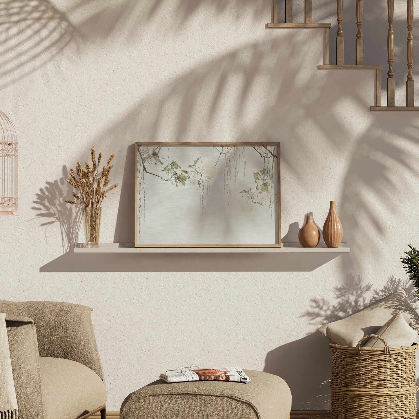 Premium Poster of Delicate Floral Branches with Calm Background Posters