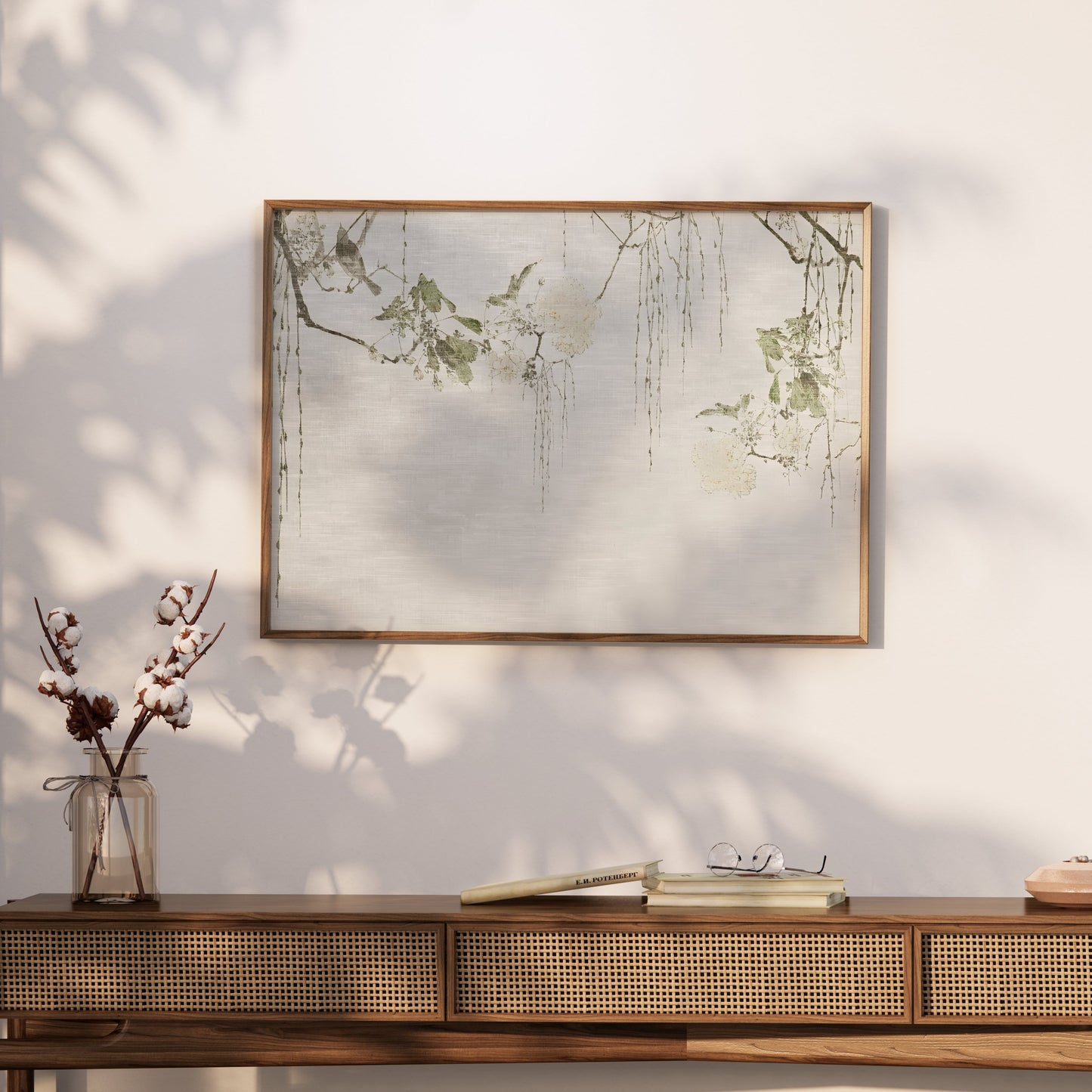 Premium Poster of Delicate Floral Branches with Calm Background Posters