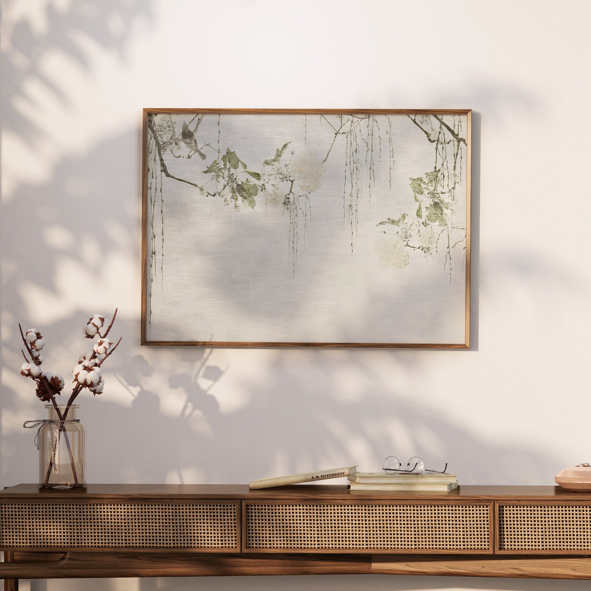 Premium Poster of Delicate Floral Branches with Calm Background Posters