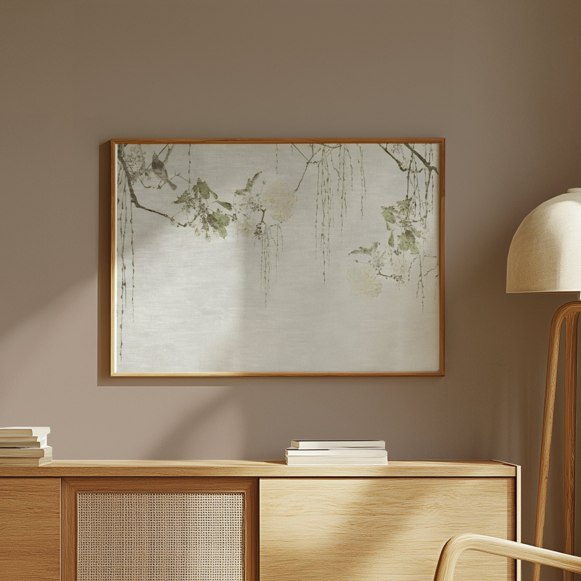 Premium Poster of Delicate Floral Branches with Calm Background Posters