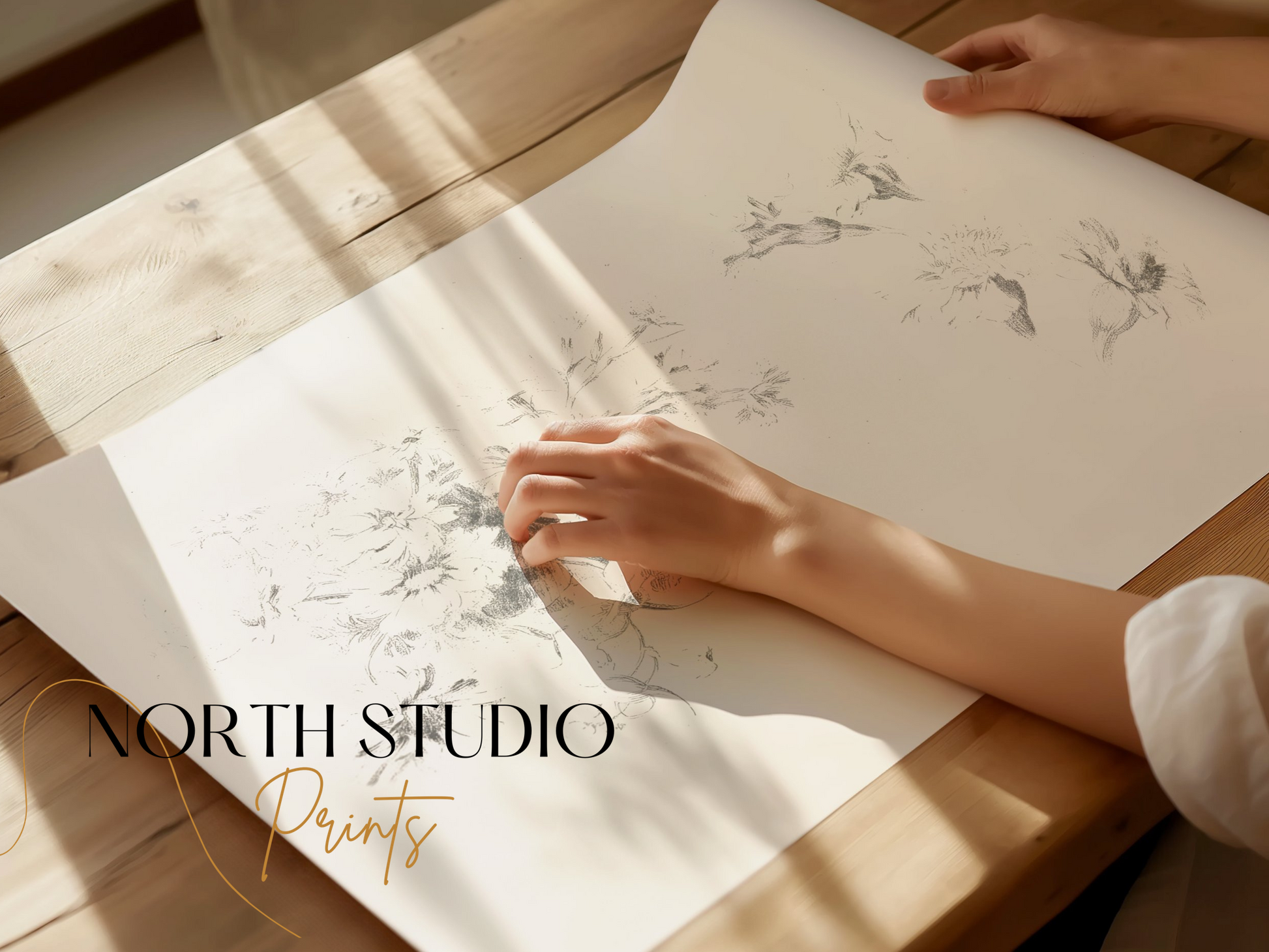 Premium Poster of Delicate Floral Sketch Art Print Minimalist Posters