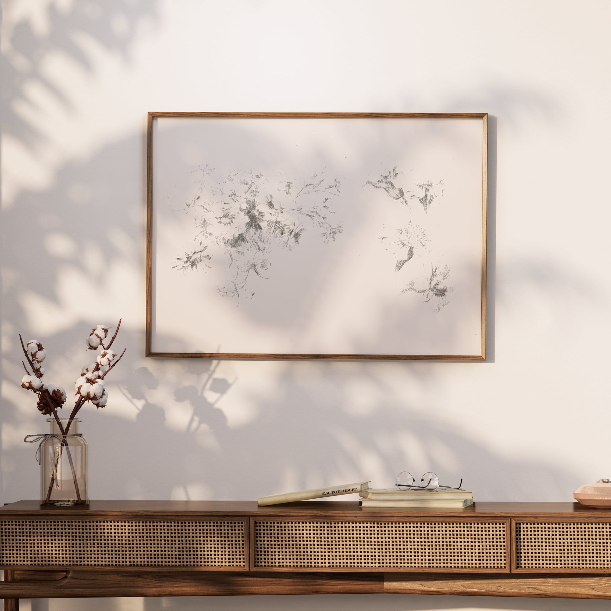 Premium Poster of Delicate Floral Sketch Art Print Minimalist Posters