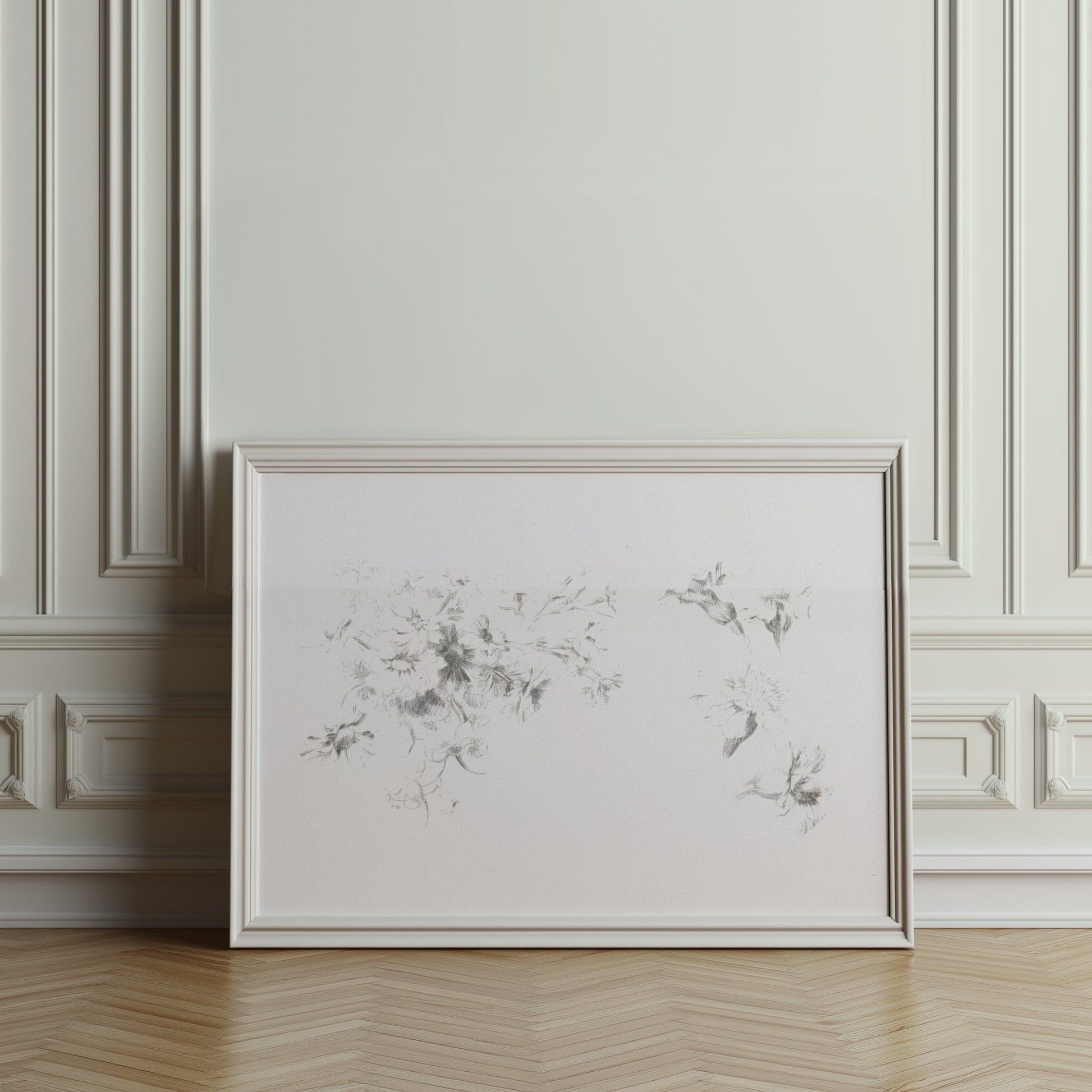 Premium Poster of Delicate Floral Sketch Art Print Minimalist Posters