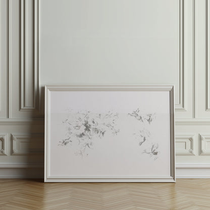Premium Poster of Delicate Floral Sketch Art Print Minimalist Posters