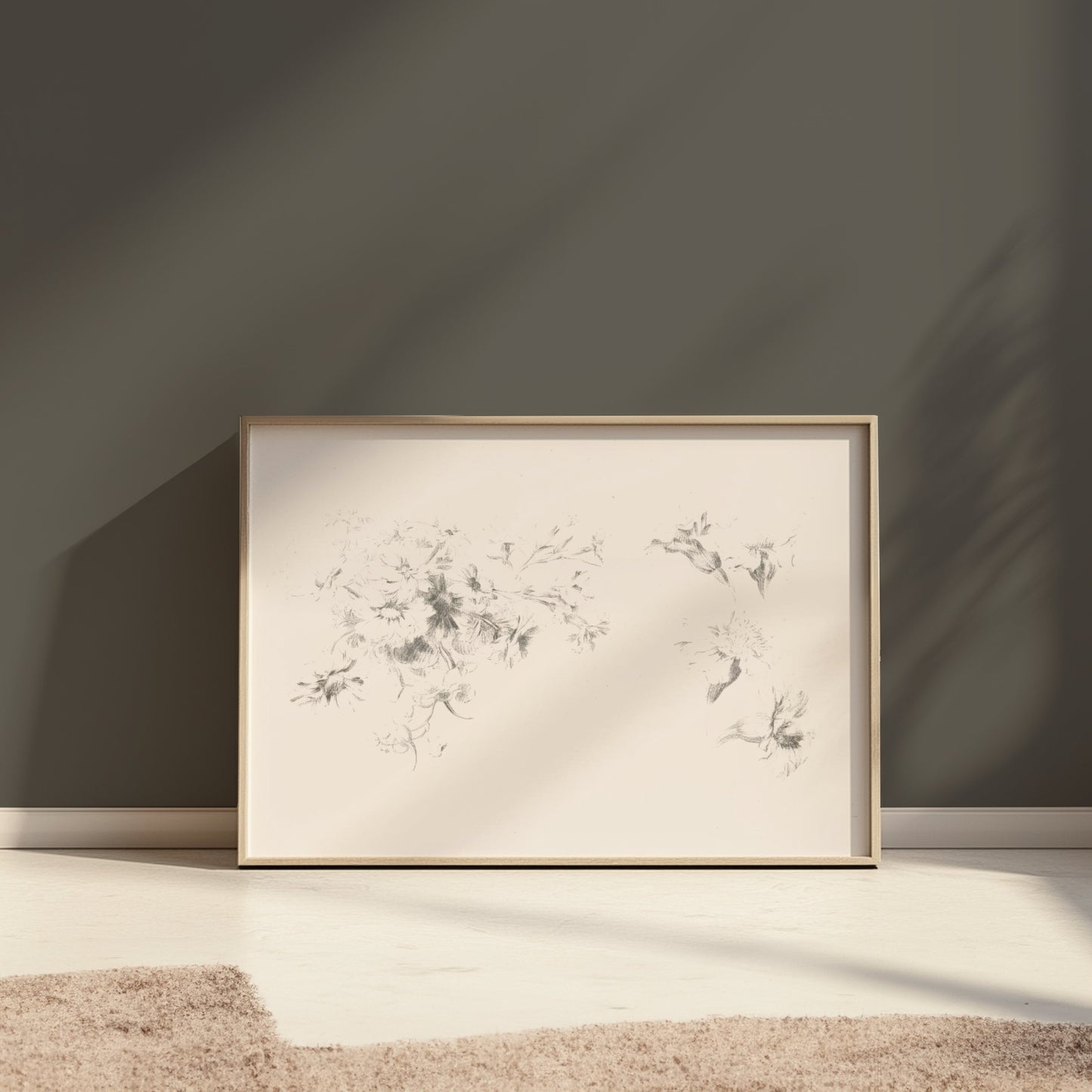 Premium Poster of Delicate Floral Sketch Art Print Minimalist Posters