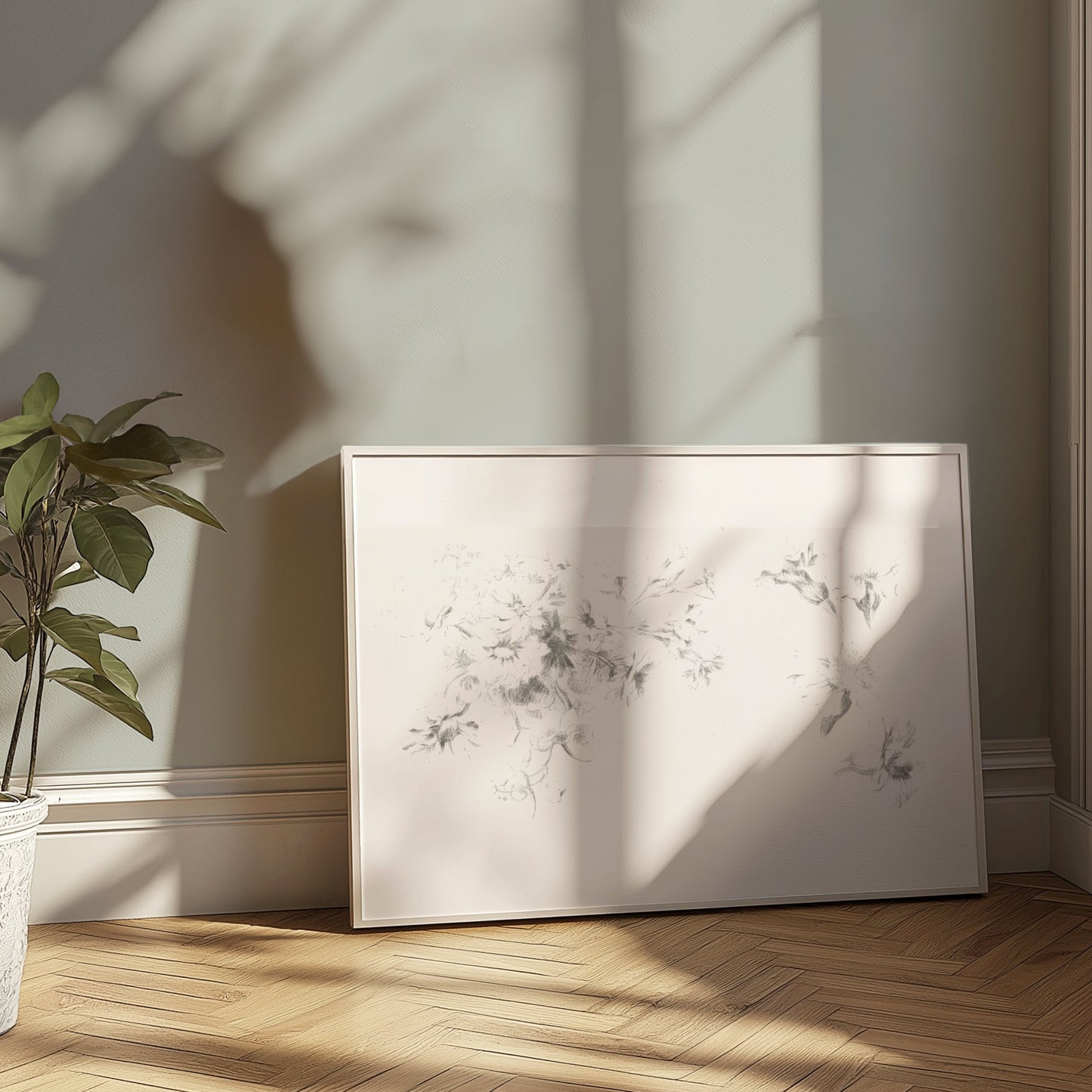 Premium Poster of Delicate Floral Sketch Art Print Minimalist Posters