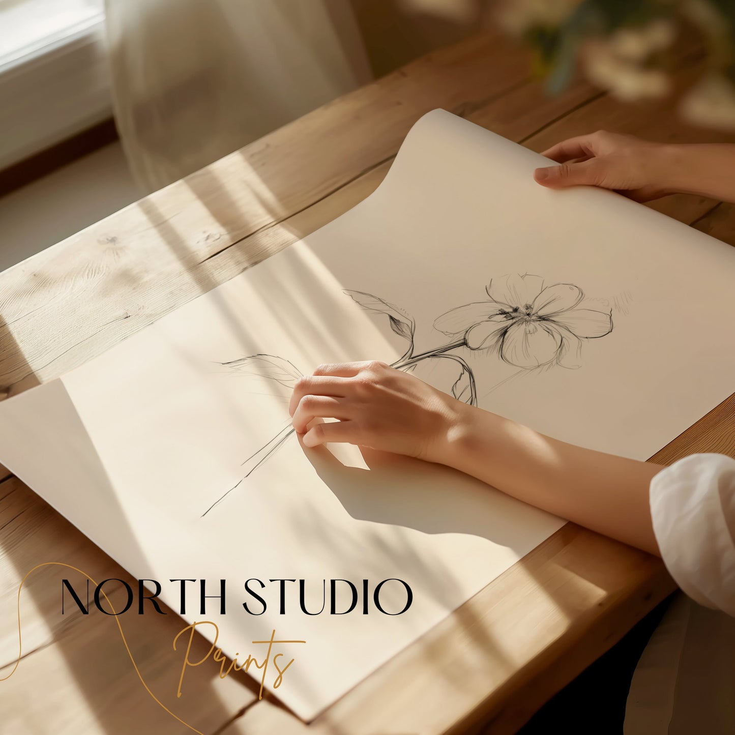 Premium Poster of Delicate Floral Sketch Line Art Minimalist Flower Posters