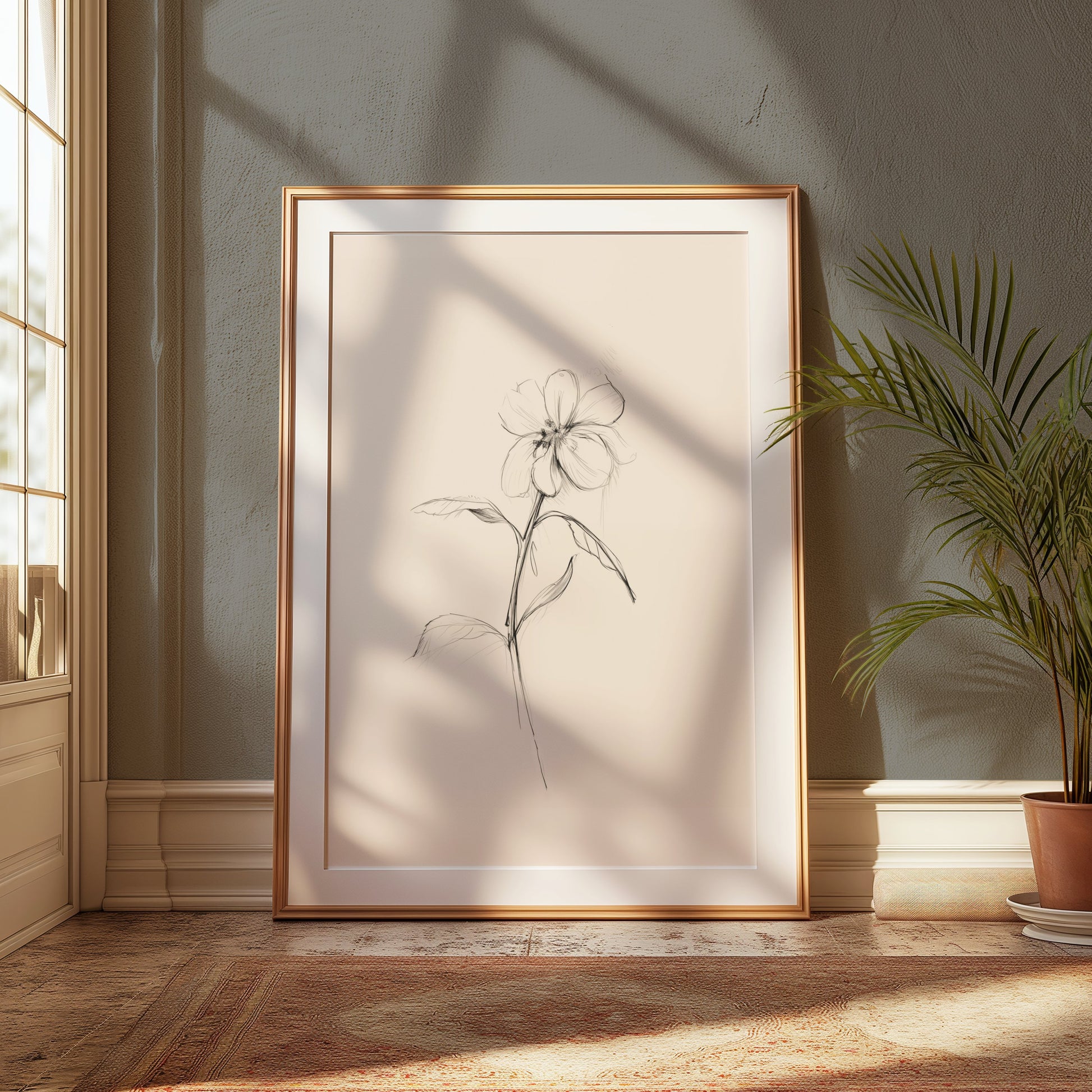 Premium Poster of Delicate Floral Sketch Line Art Minimalist Flower Posters