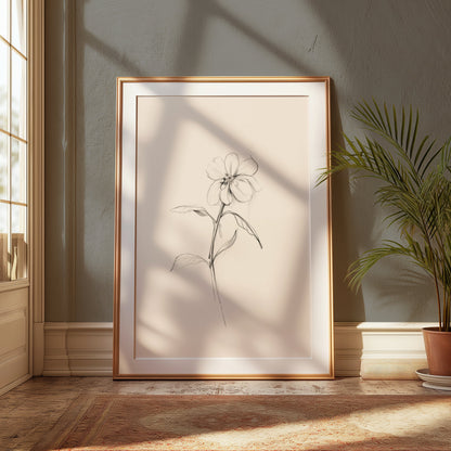 Premium Poster of Delicate Floral Sketch Line Art Minimalist Flower Posters