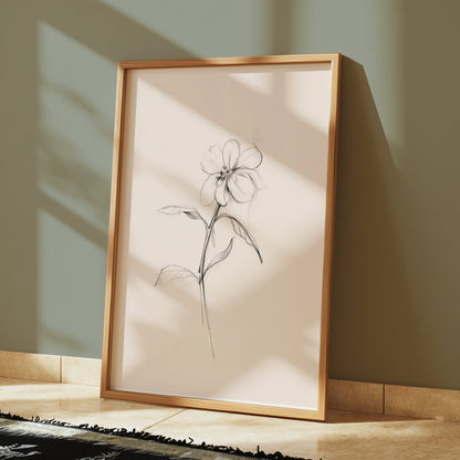 Premium Poster of Delicate Floral Sketch Line Art Minimalist Flower Posters