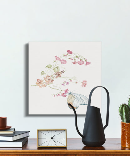 Premium Poster of Delicate Floral and Butterfly Design Canvas Wraps