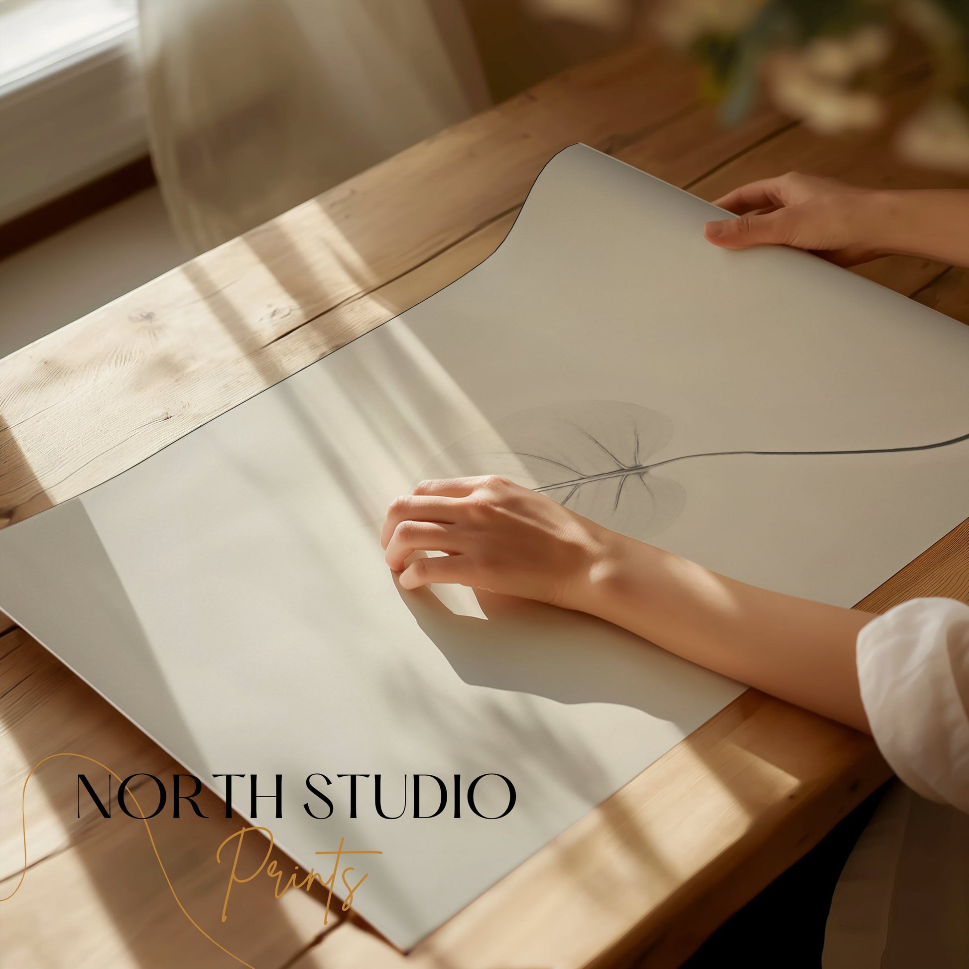 Premium Poster of Delicate Leaf with Abstract Background Art Posters