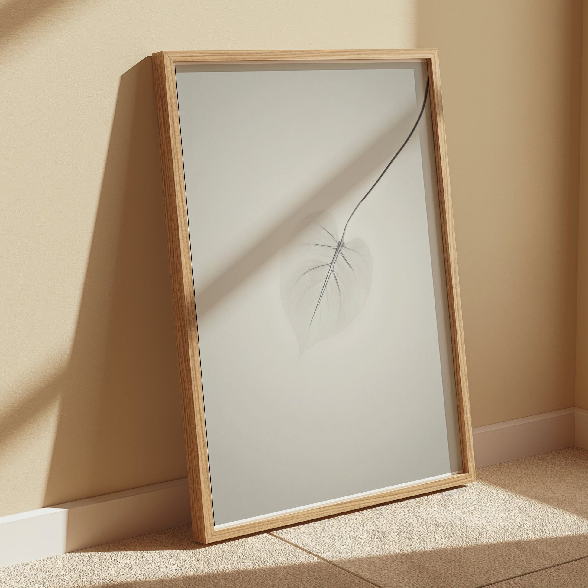 Premium Poster of Delicate Leaf with Abstract Background Art Posters