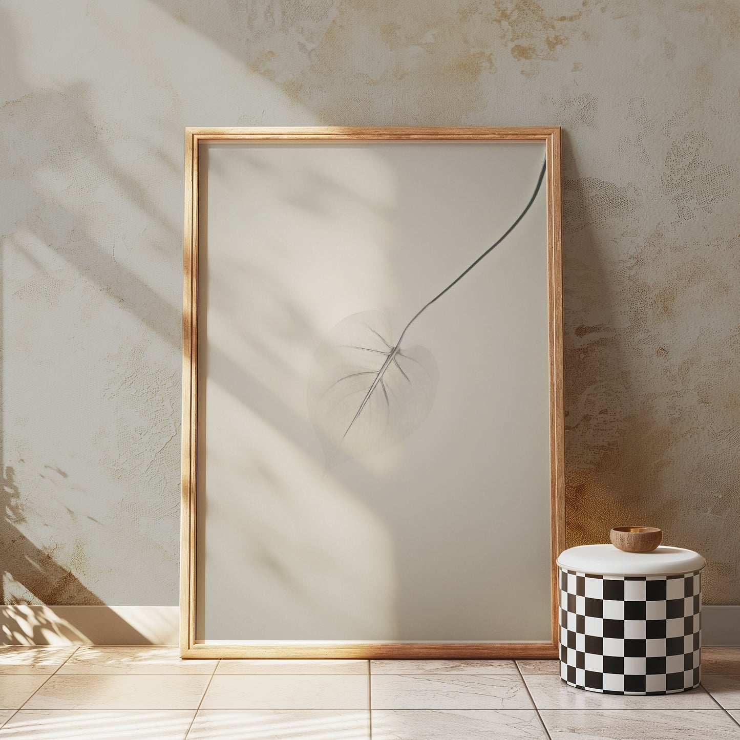 Premium Poster of Delicate Leaf with Abstract Background Art Posters