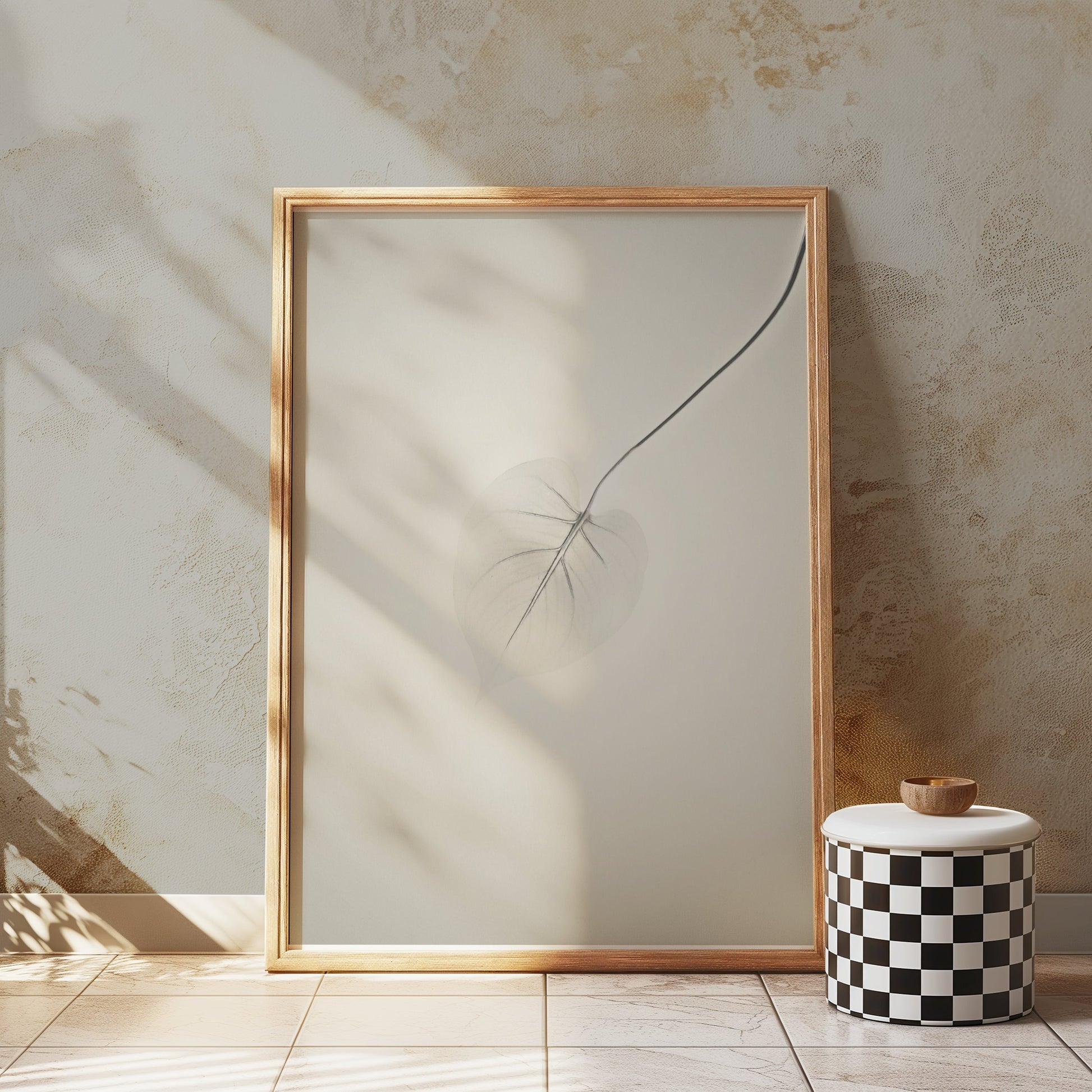 Premium Poster of Delicate Leaf with Abstract Background Art Posters