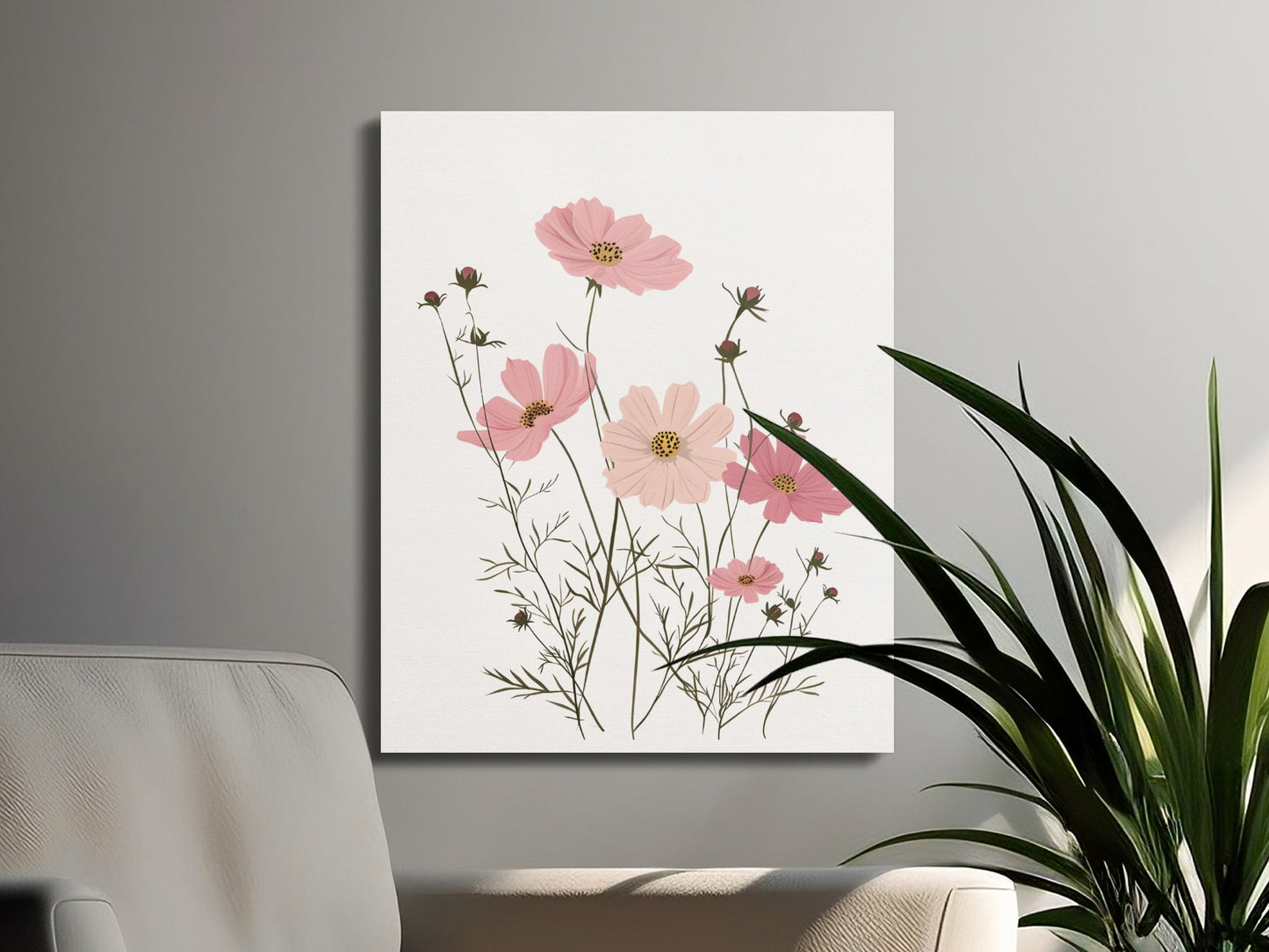Premium Poster of Delicate Pink Flowers Nursery Wall Art Canvas Wraps