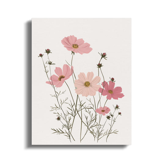 Premium Poster of Delicate Pink Flowers Nursery Wall Art Canvas Wraps
