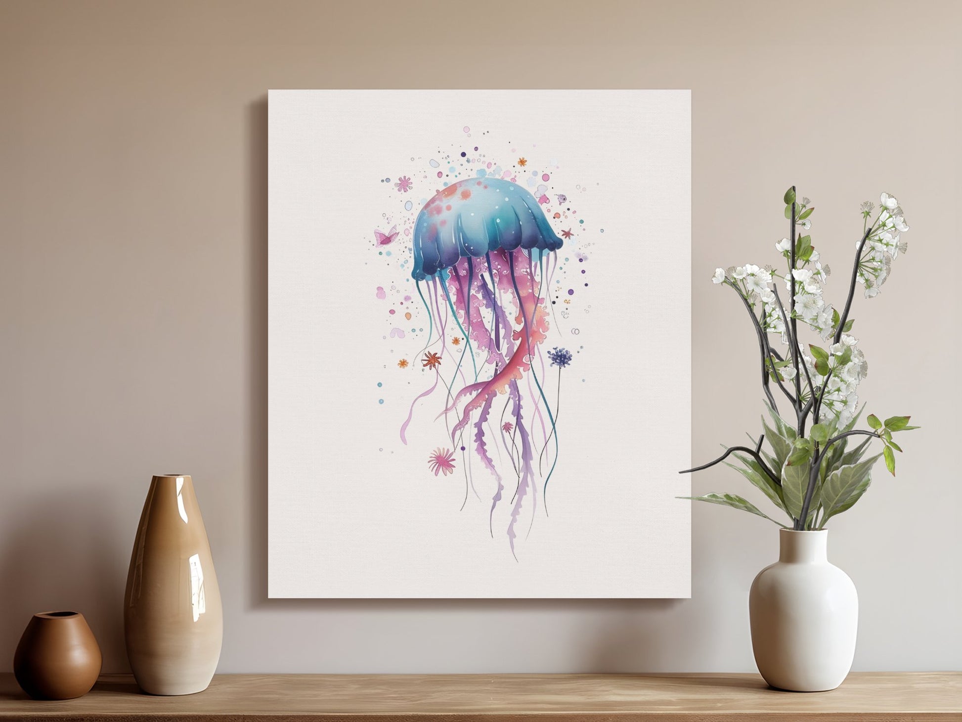 Premium Poster of Delightful Jellyfish Nursery Art Canvas Wraps