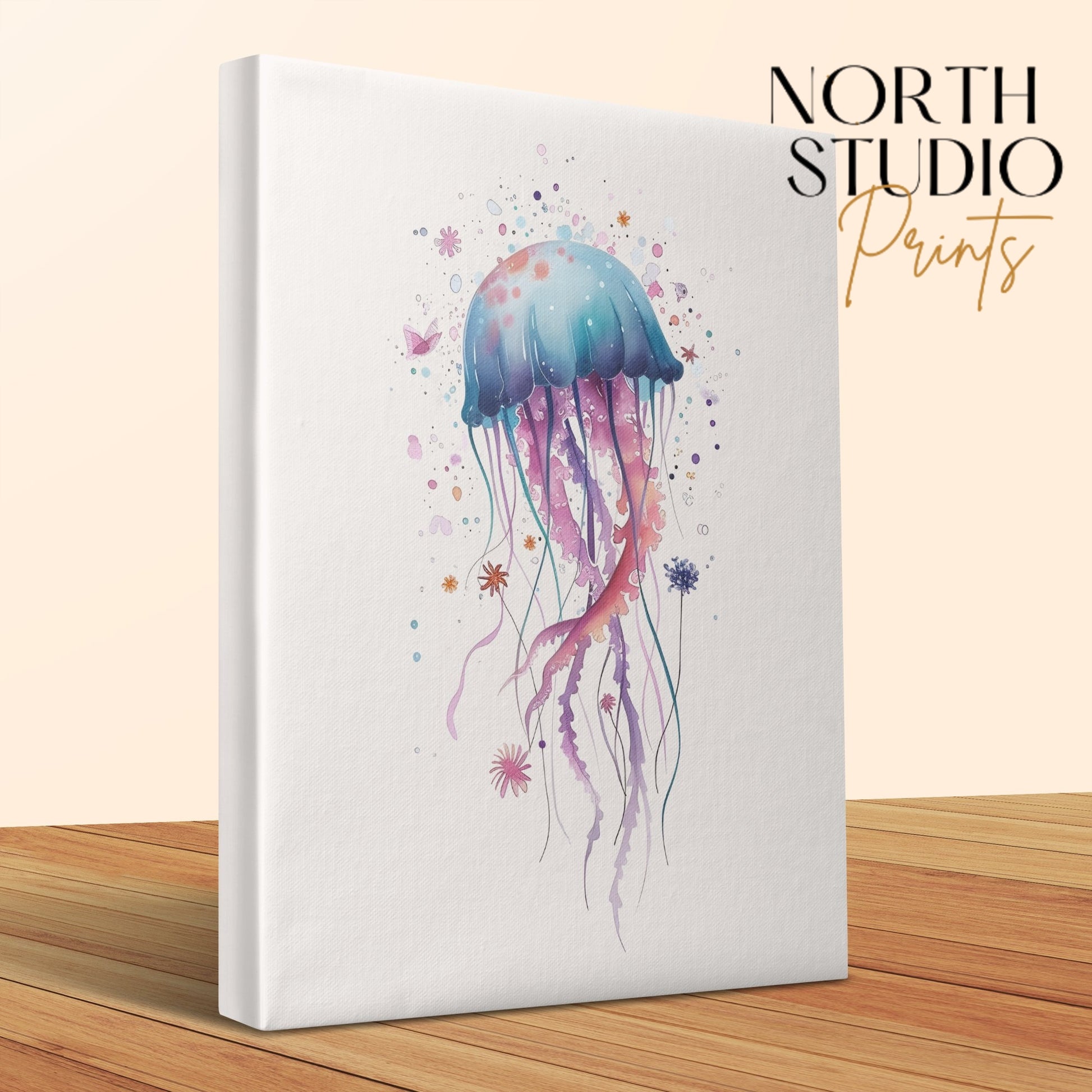 Premium Poster of Delightful Jellyfish Nursery Art Canvas Wraps