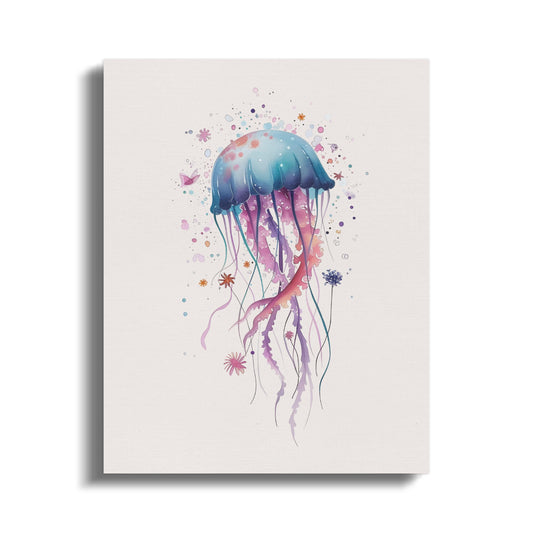 Premium Poster of Delightful Jellyfish Nursery Art Canvas Wraps