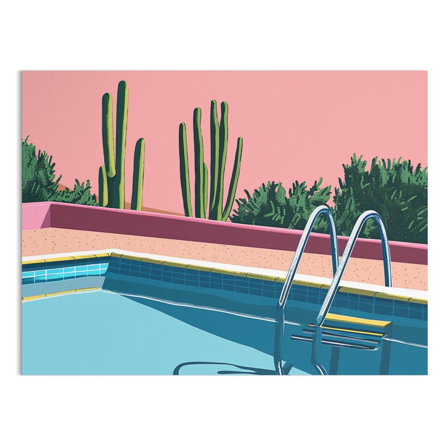 Premium Poster of Desert Cacti Poolside Artwork Aesthetic Wall Art Posters