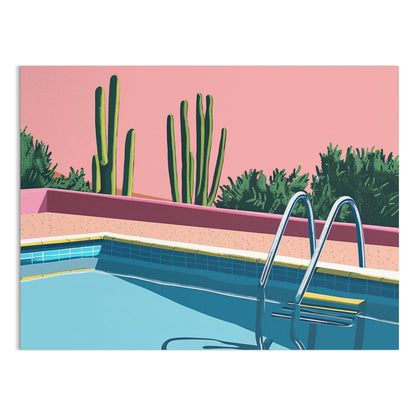Premium Poster of Desert Cacti Poolside Artwork Aesthetic Wall Art Posters