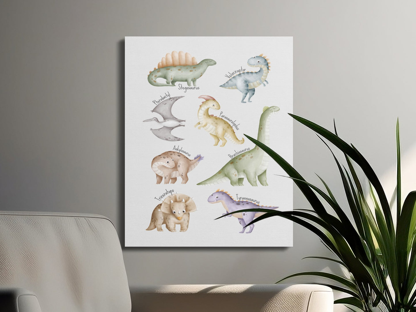 Premium Poster of Dinosaur Friends Collection Nursery Canvas Wraps