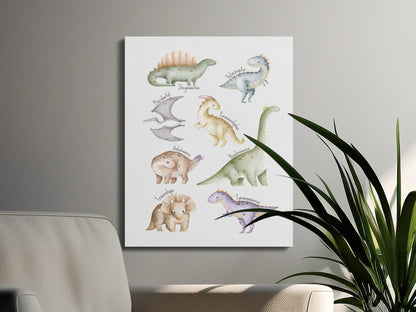 Premium Poster of Dinosaur Friends Collection Nursery Canvas Wraps