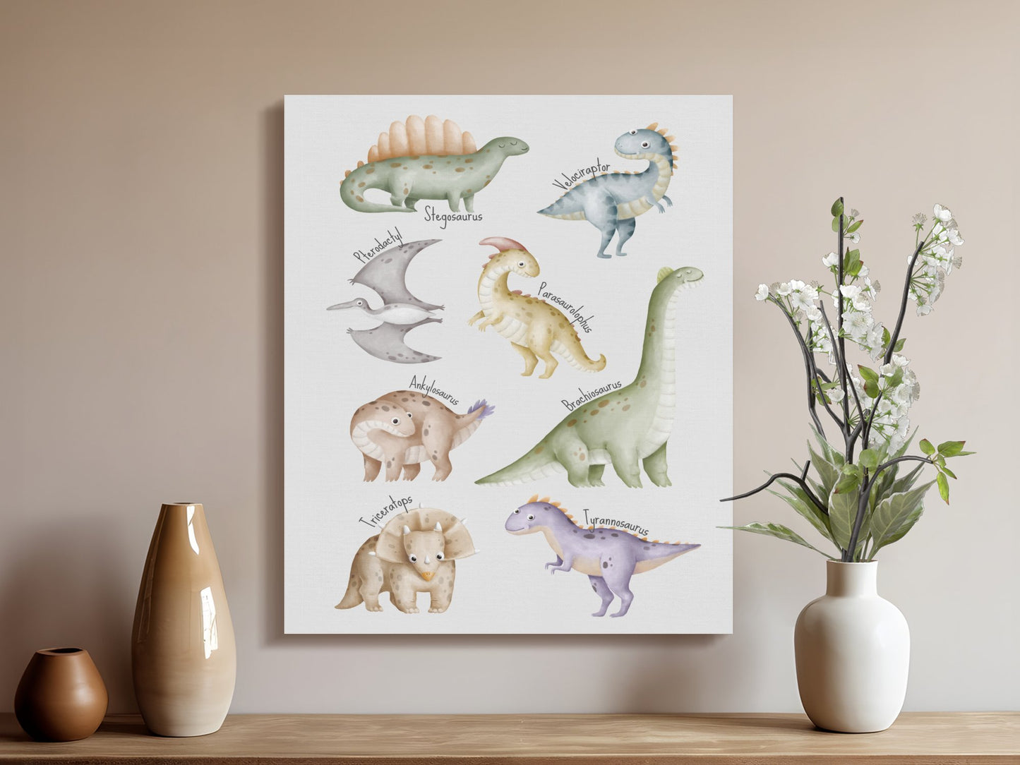 Premium Poster of Dinosaur Friends Collection Nursery Canvas Wraps