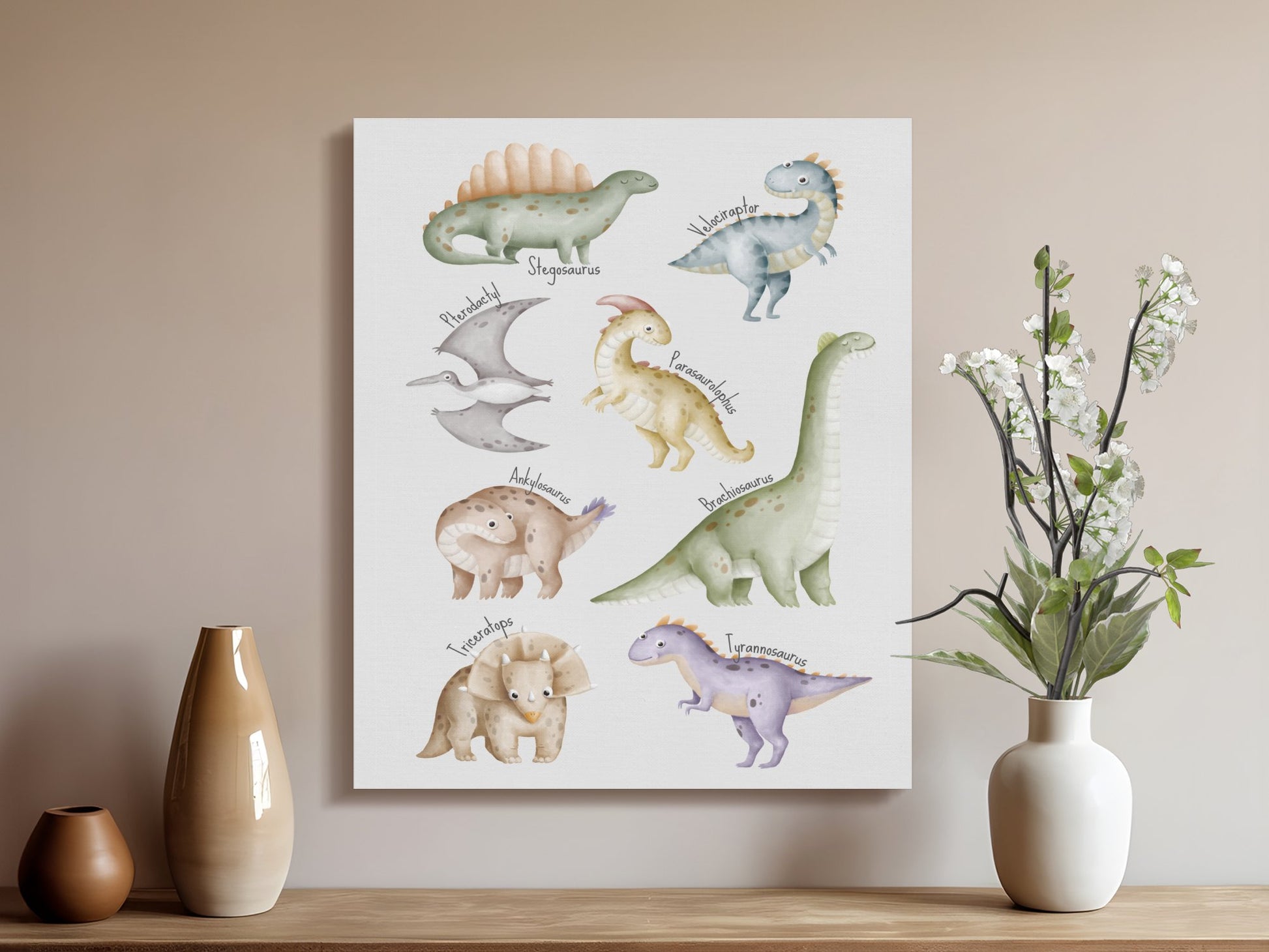 Premium Poster of Dinosaur Friends Collection Nursery Canvas Wraps