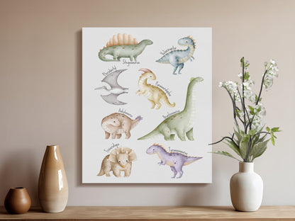 Premium Poster of Dinosaur Friends Collection Nursery Canvas Wraps