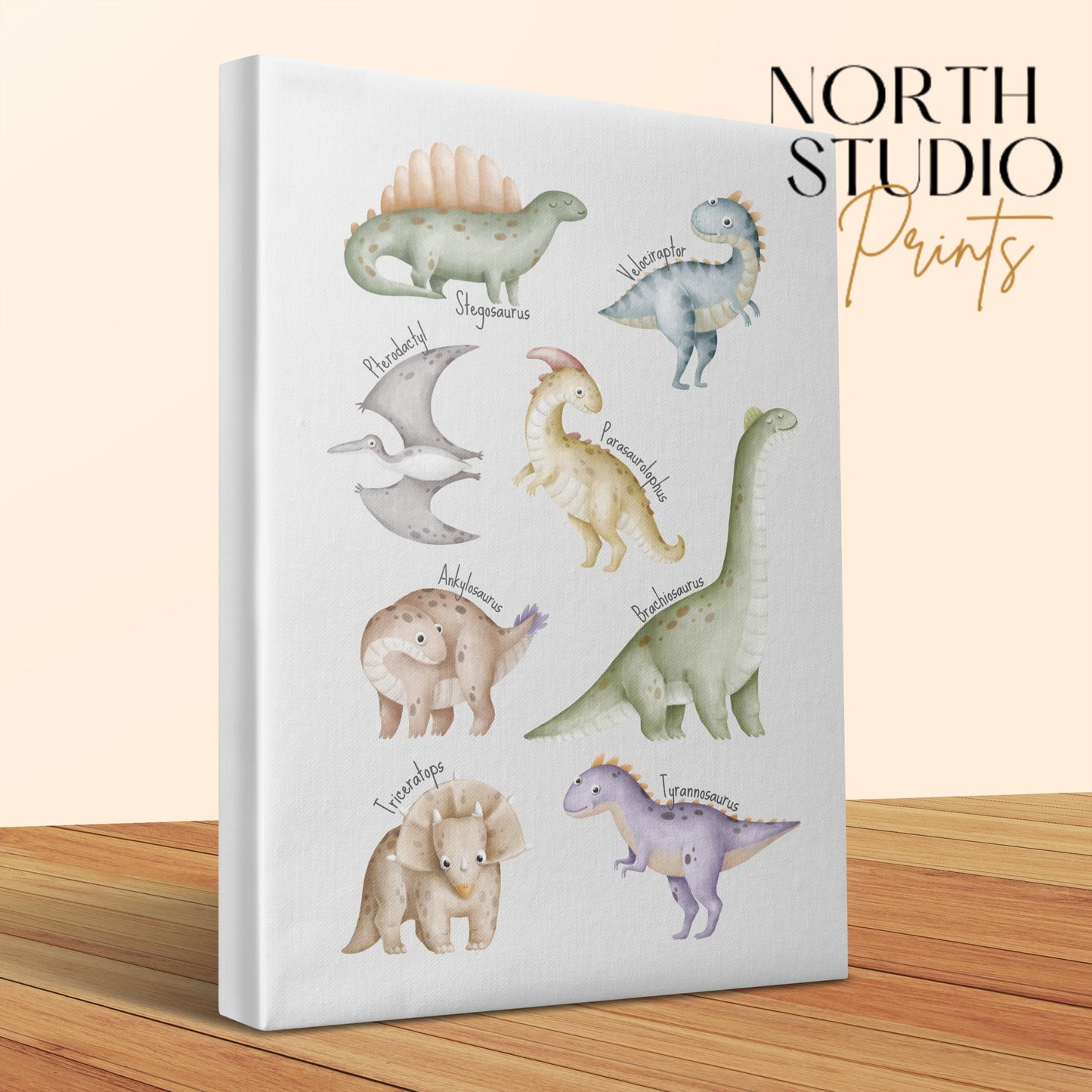 Premium Poster of Dinosaur Friends Collection Nursery Canvas Wraps
