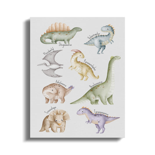 Premium Poster of Dinosaur Friends Collection Nursery Canvas Wraps