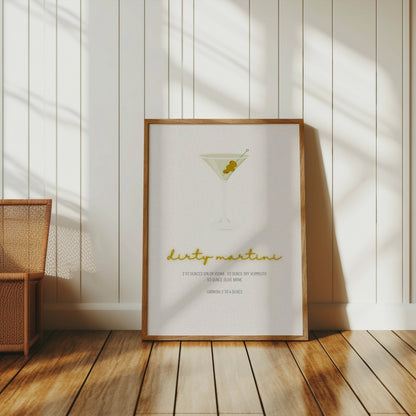 Premium Poster of Dirty Martini Recipe with Martini Glass Posters