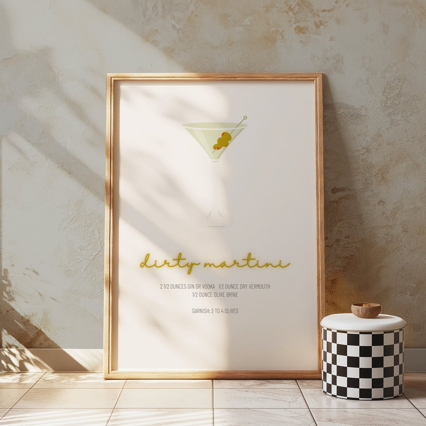 Premium Poster of Dirty Martini Recipe with Martini Glass Posters