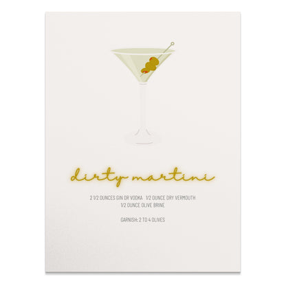 Premium Poster of Dirty Martini Recipe with Martini Glass Posters