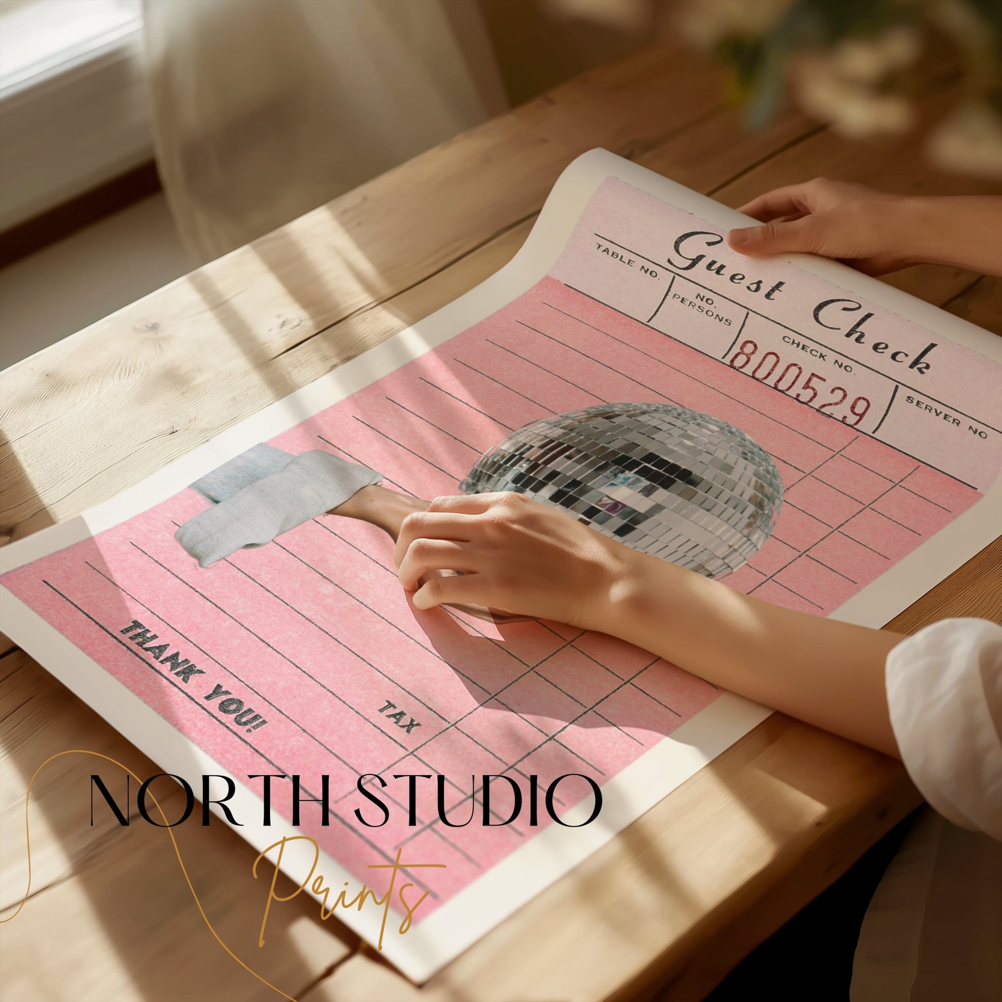 Premium Poster of Disco Ball Guest Check Receipt Vintage Art Posters