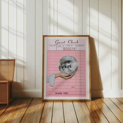 Premium Poster of Disco Ball Guest Check Receipt Vintage Art Posters