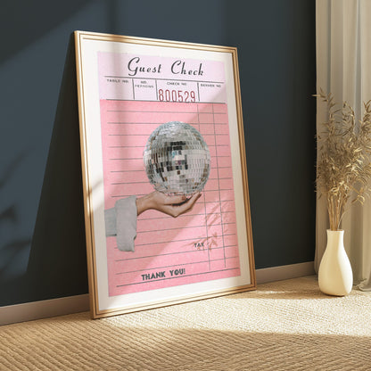 Premium Poster of Disco Ball Guest Check Receipt Vintage Art Posters