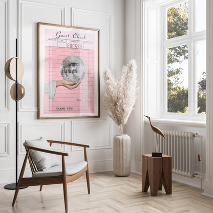 Premium Poster of Disco Ball Guest Check Receipt Vintage Art Posters