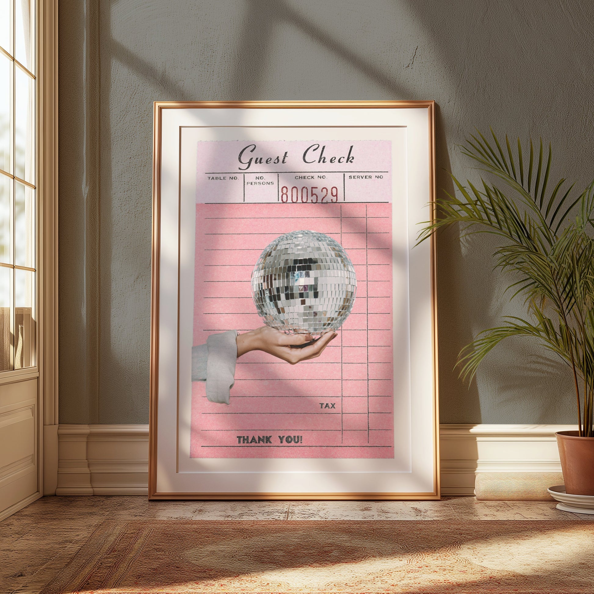 Premium Poster of Disco Ball Guest Check Receipt Vintage Art Posters