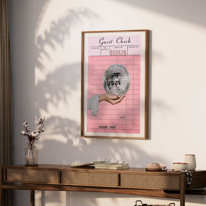 Premium Poster of Disco Ball Guest Check Receipt Vintage Art Posters