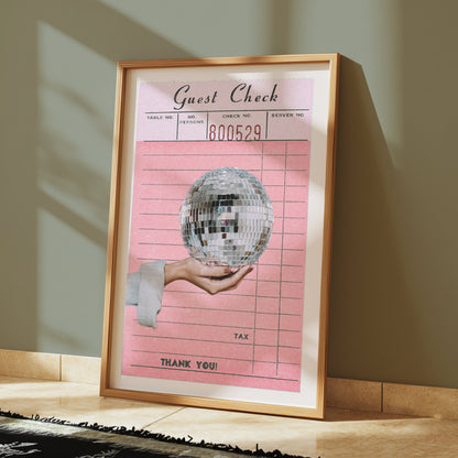 Premium Poster of Disco Ball Guest Check Receipt Vintage Art Posters