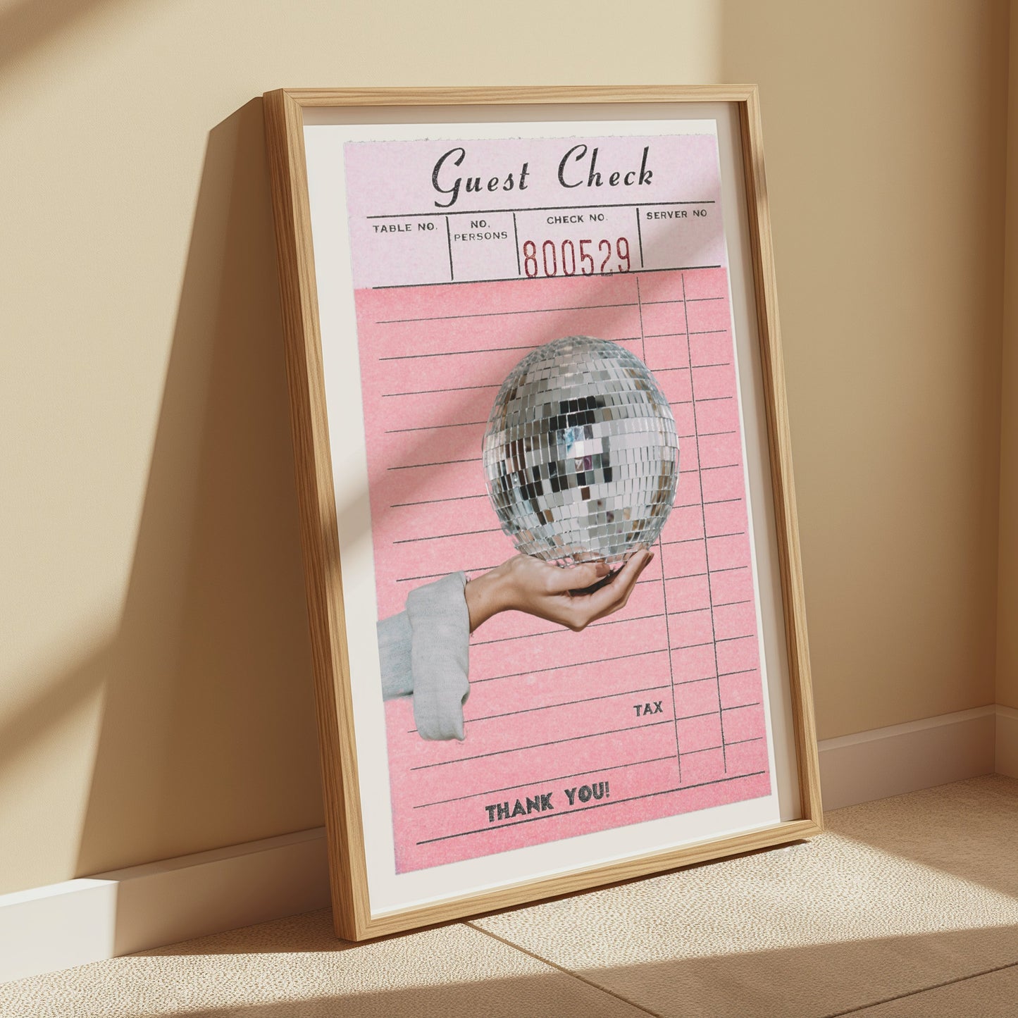 Premium Poster of Disco Ball Guest Check Receipt Vintage Art Posters