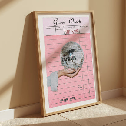 Premium Poster of Disco Ball Guest Check Receipt Vintage Art Posters