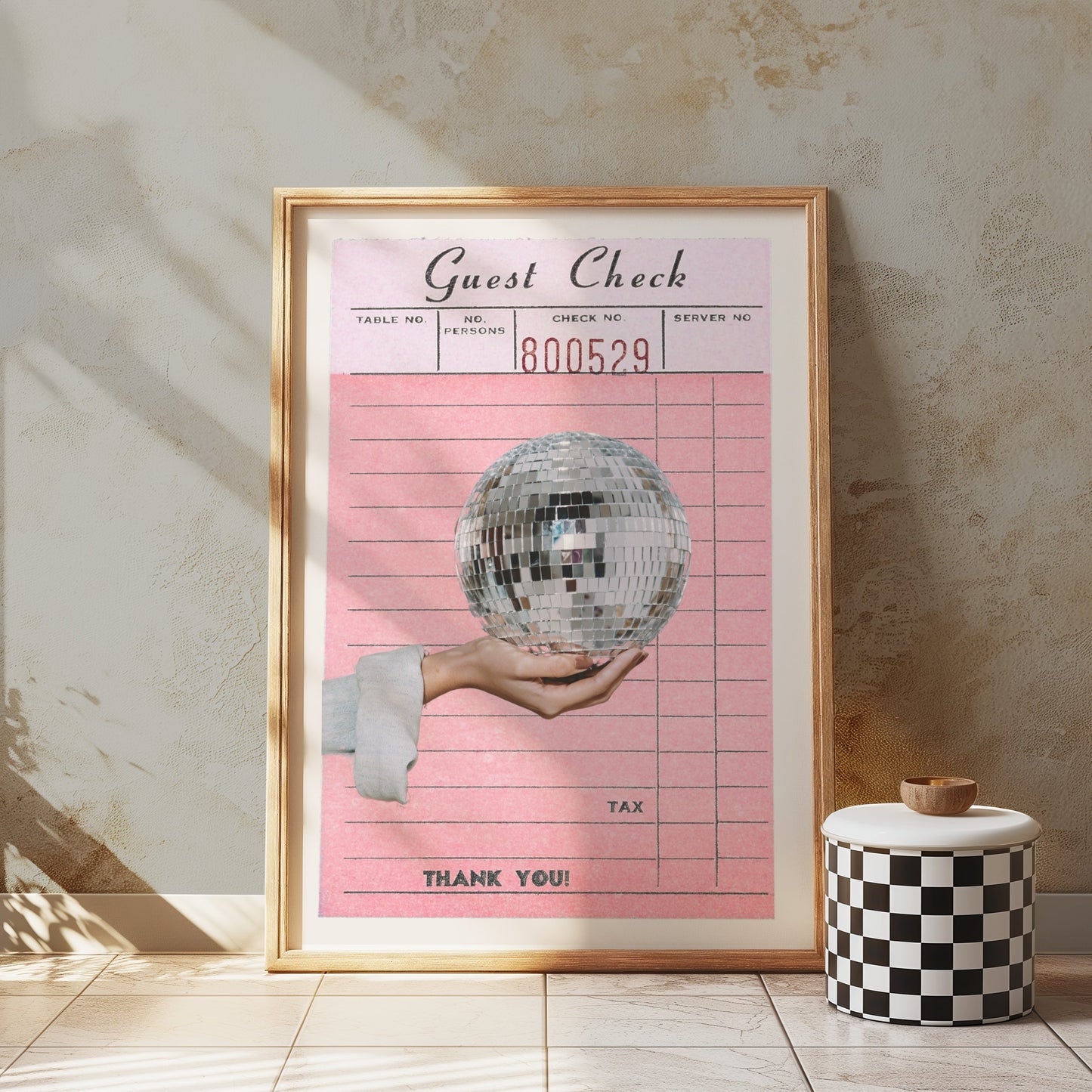 Premium Poster of Disco Ball Guest Check Receipt Vintage Art Posters