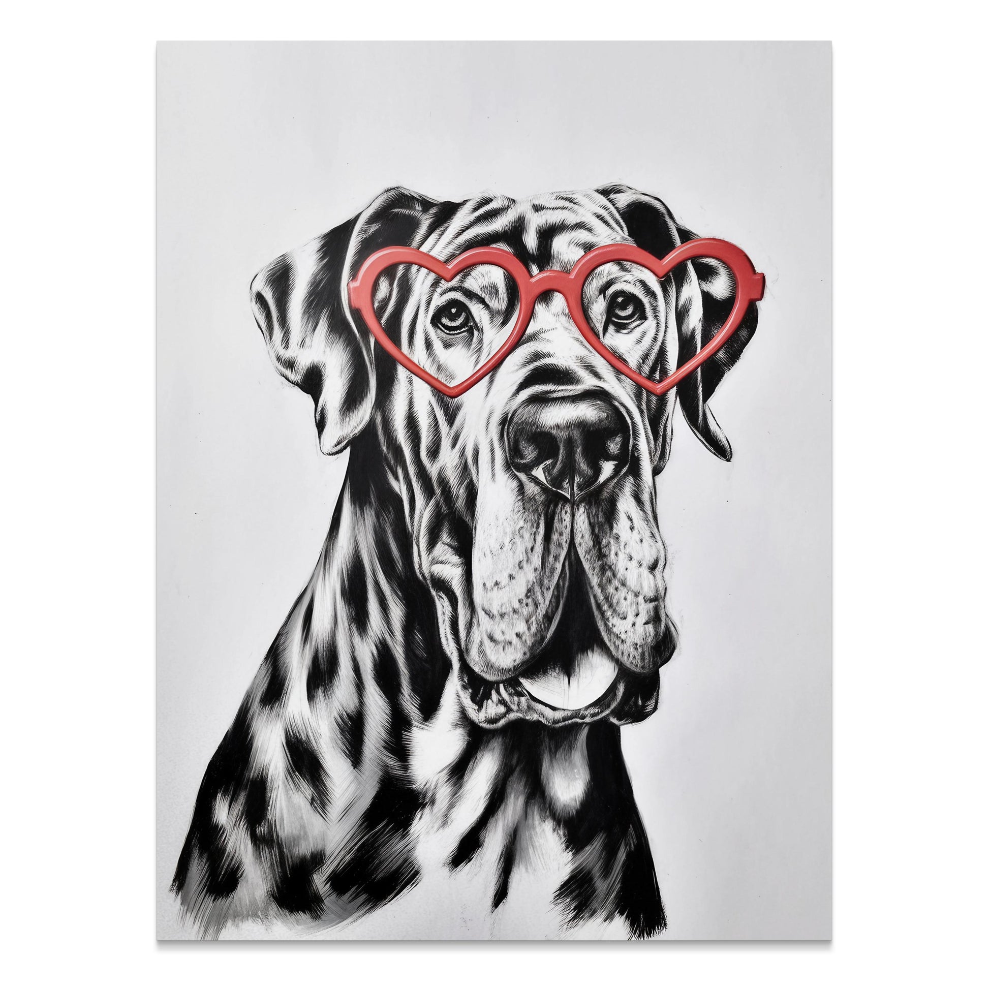 Premium Poster of Dog Portrait With Heart Glasses Funny Wall Posters