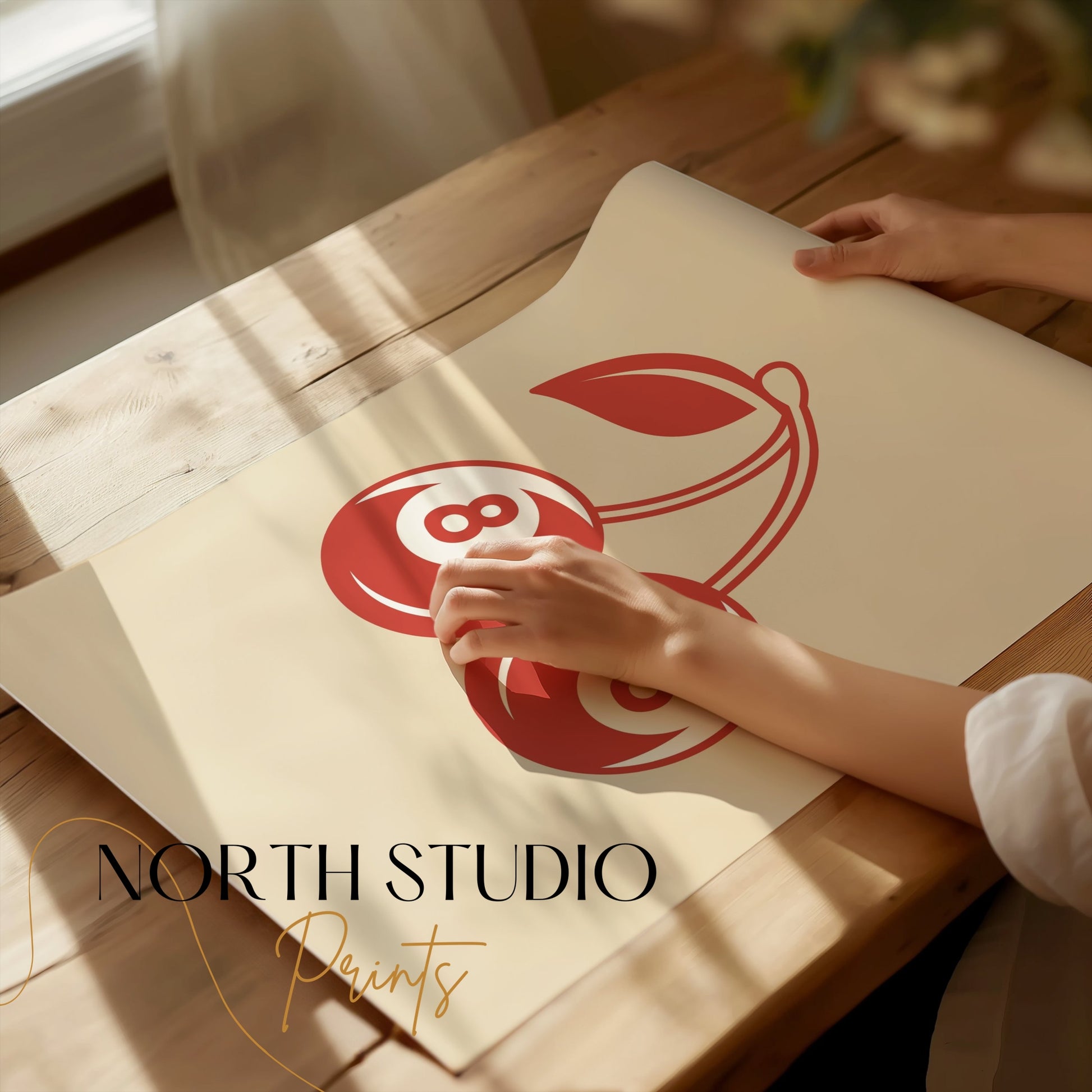 Premium Poster of Double Cherries with Number 8 Design Posters